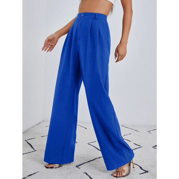 High waist Zip Up Straight Leg Pants dress pants cream white - Picture 11 of 12